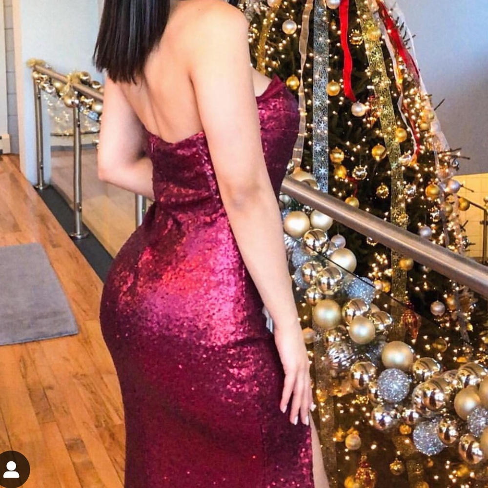 Burgundy Sequin Maxi Dress